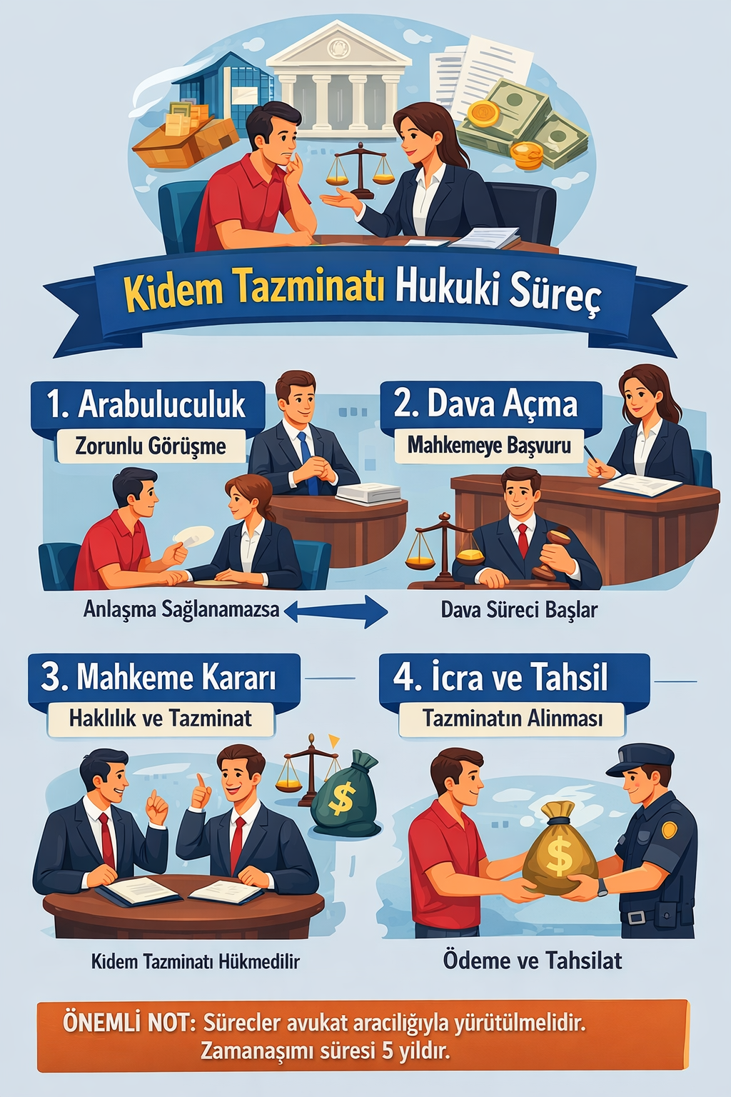 Kıdem tazminatı dava süreci ve arabuluculuk aşamaları